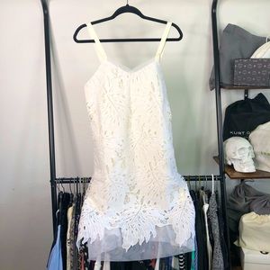 NVELOP White Eyelet Lace Dress